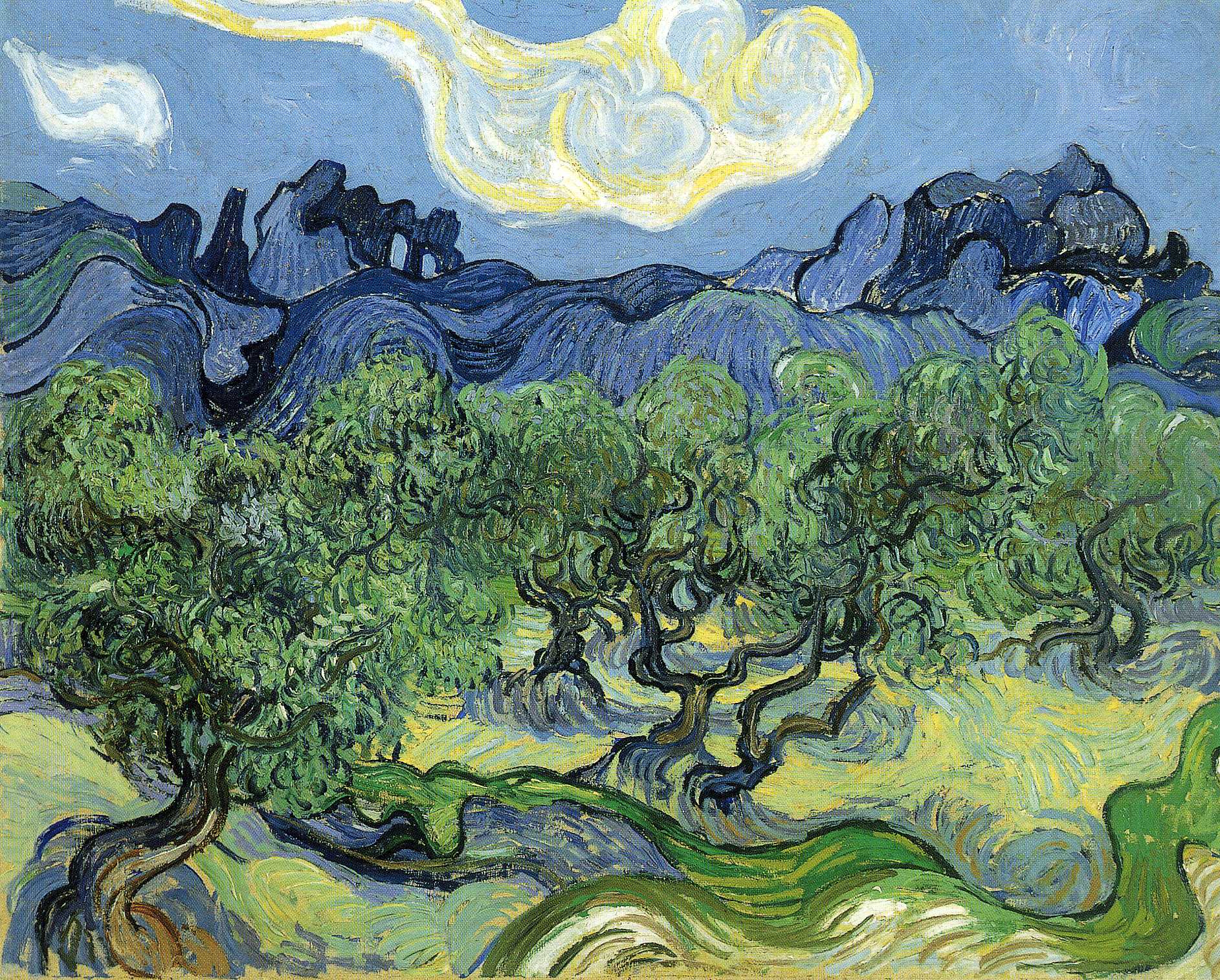 The Alpilles with Olive Trees in the Foreground - Van Gogh Painting On Canvas